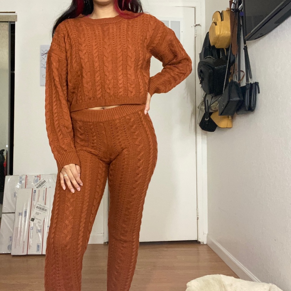 Warm 2 piece sweater with pants lounge set